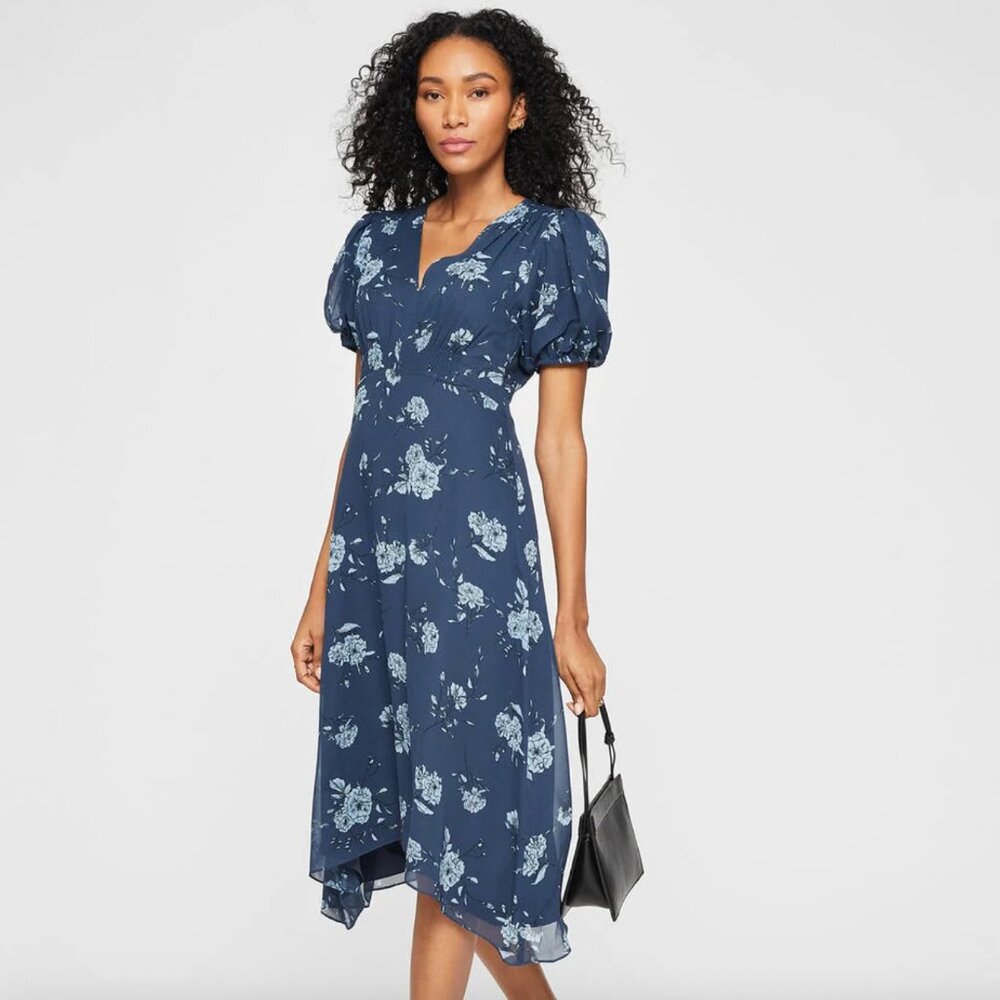 Silk Puff Sleeve Dress, size 2